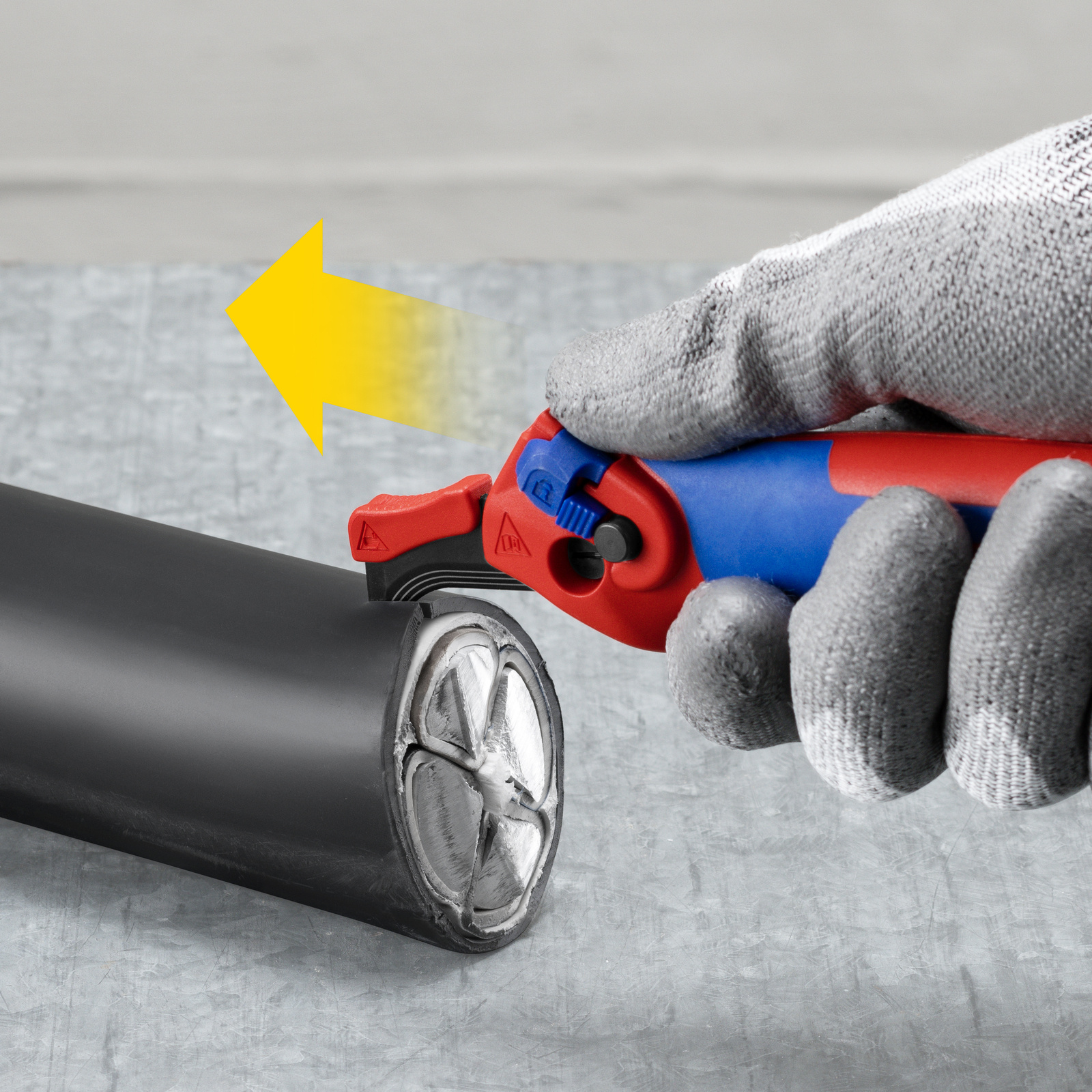 Couteau d'électricien 180mm - Lame avec sabot de guidage - 3 positions de coupe KNIPEX - 1650145SB