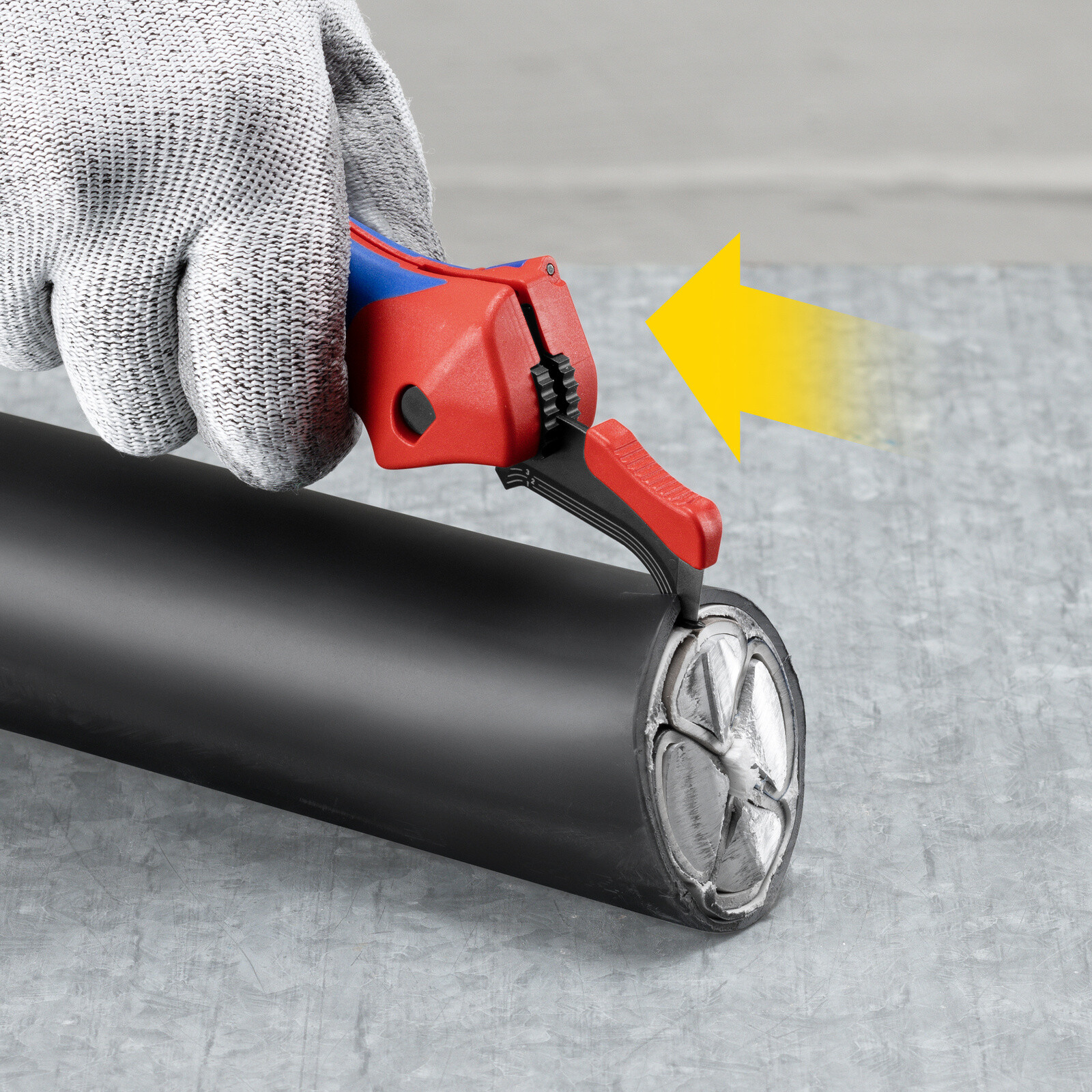 Couteau d'électricien 180mm - Lame avec sabot de guidage - 3 positions de coupe KNIPEX - 1650145SB