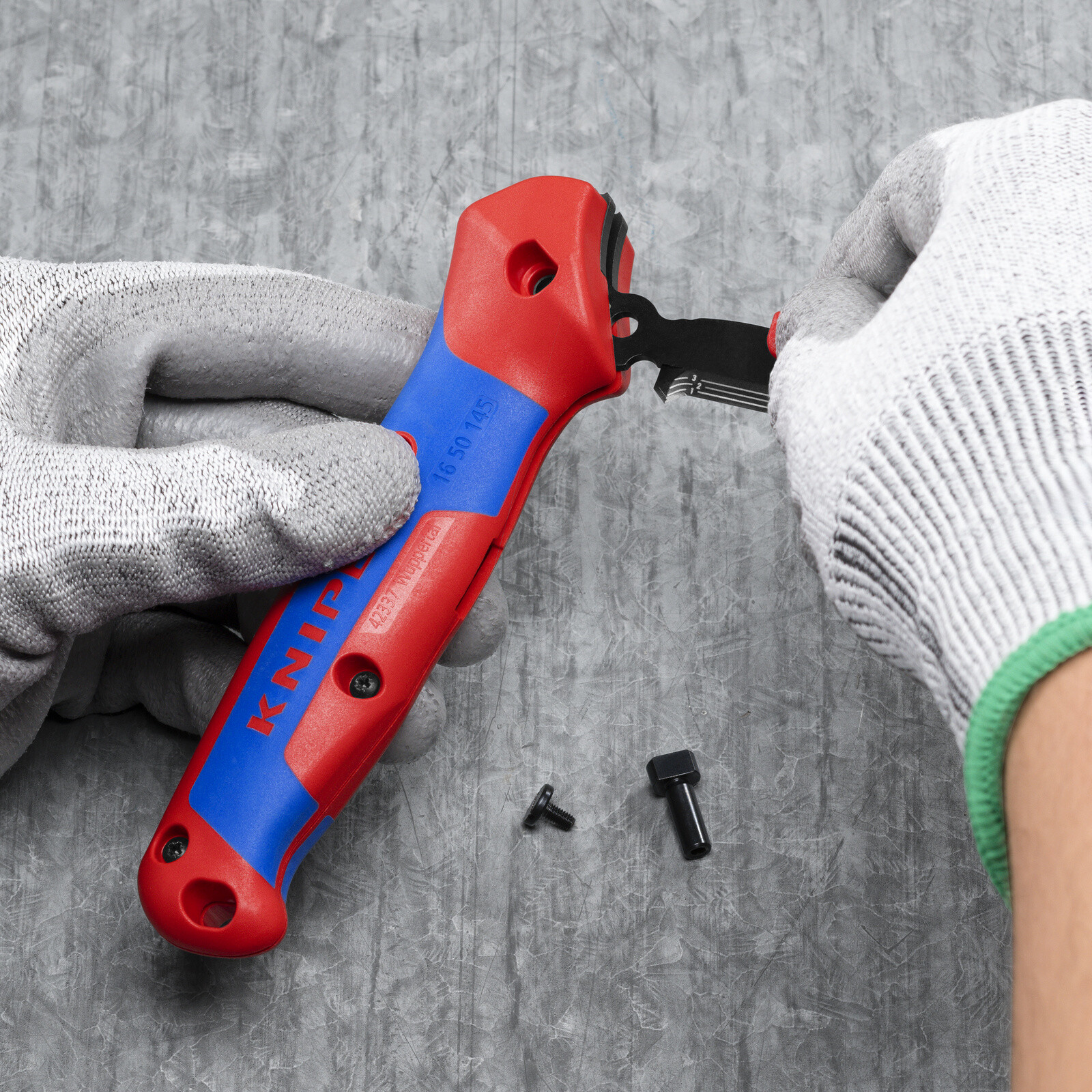 Couteau d'électricien 180mm - Lame avec sabot de guidage - 3 positions de coupe KNIPEX - 1650145SB
