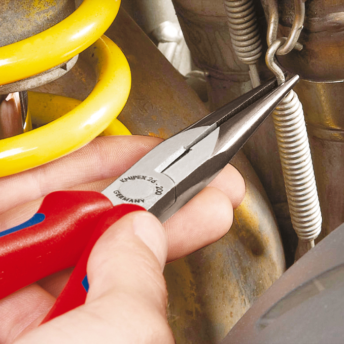 Pince à becs demi-ronds 200mm coudés 40° avec tranchant - Bi-matière - Chromée KNIPEX - 2622200