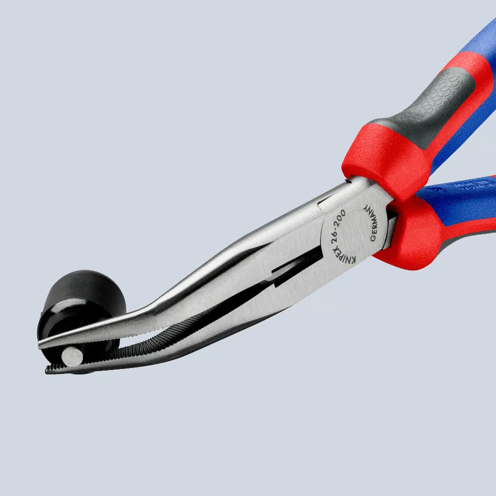 Pince à becs demi-ronds 200mm coudés 40° avec tranchant - Bi-matière - Chromée KNIPEX - 2622200