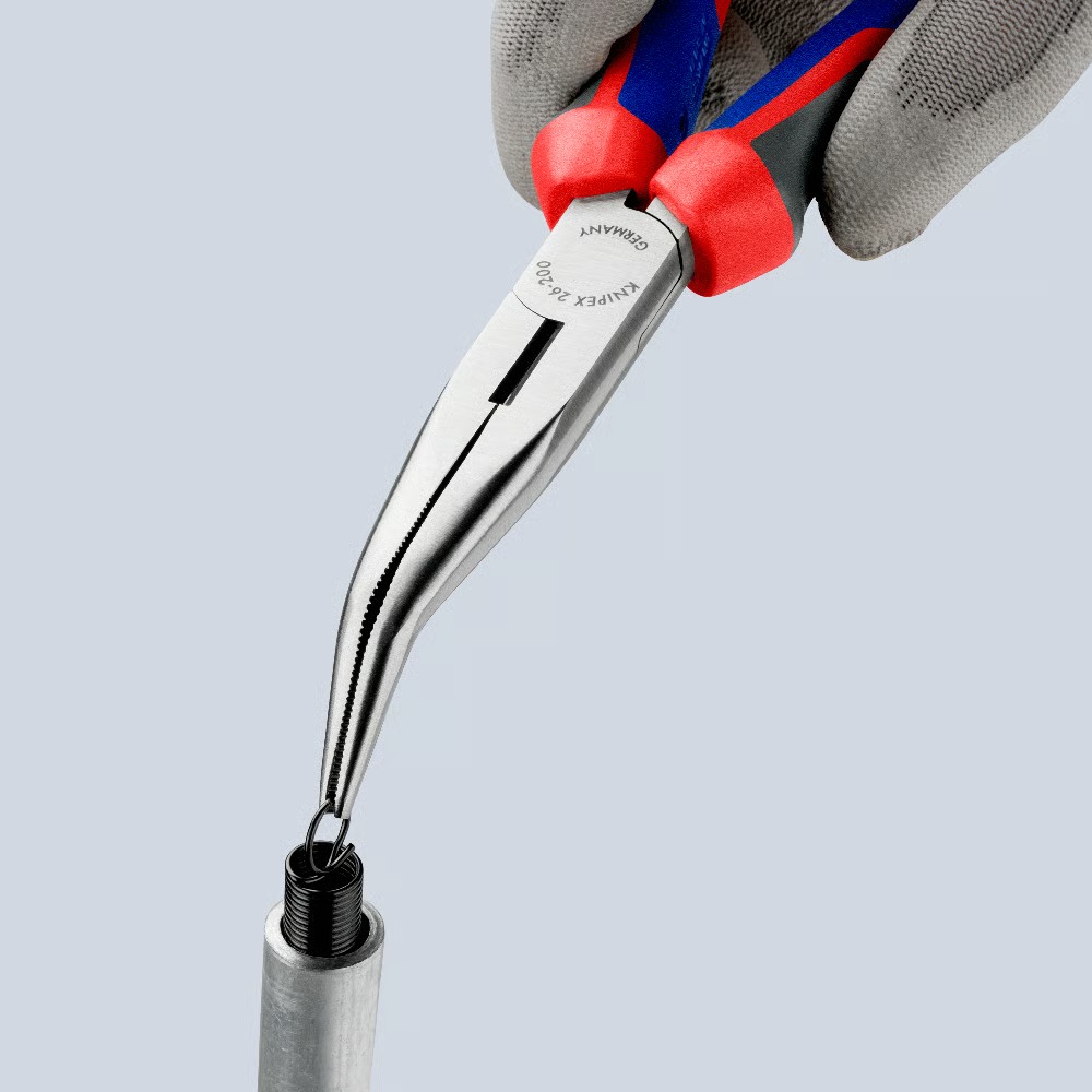 Pince à becs demi-ronds 200mm coudés 40° avec tranchant - Bi-matière - Chromée KNIPEX - 2622200
