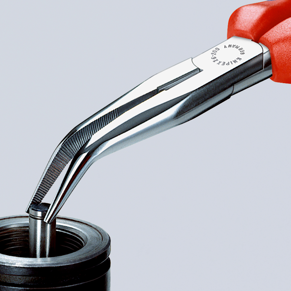 Pince bec 1/2 rd 200mm 40° chr antichute KNIPEX - 26 25 200 T BK