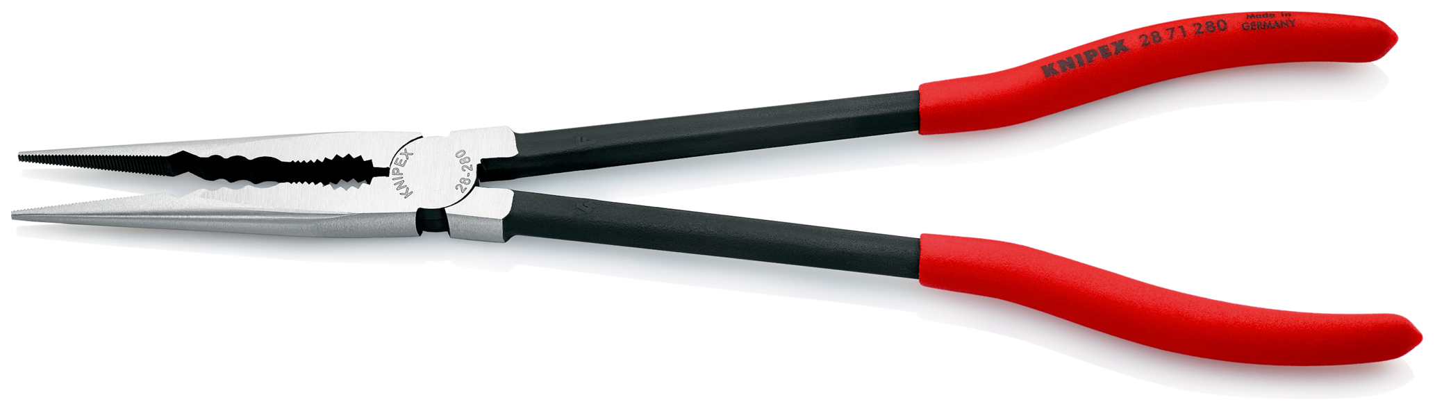 Pince à becs extra longue 280mm - Droite - Tête polie - Gainée PVC - SC KNIPEX - 2871280SB