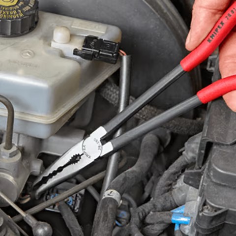 Pince à monter bec long coudée 280mm - KNIPEX - 28 81 280 SB