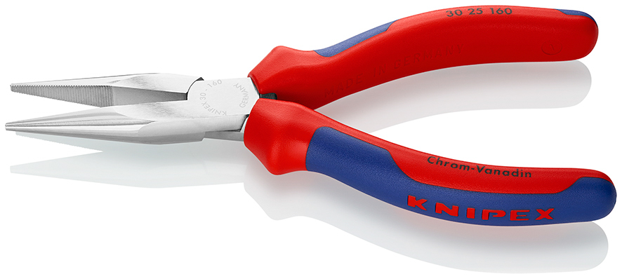 Pince à becs longs demi-ronds 160mm - Gainage bi-matière - Chromée KNIPEX - 3025160