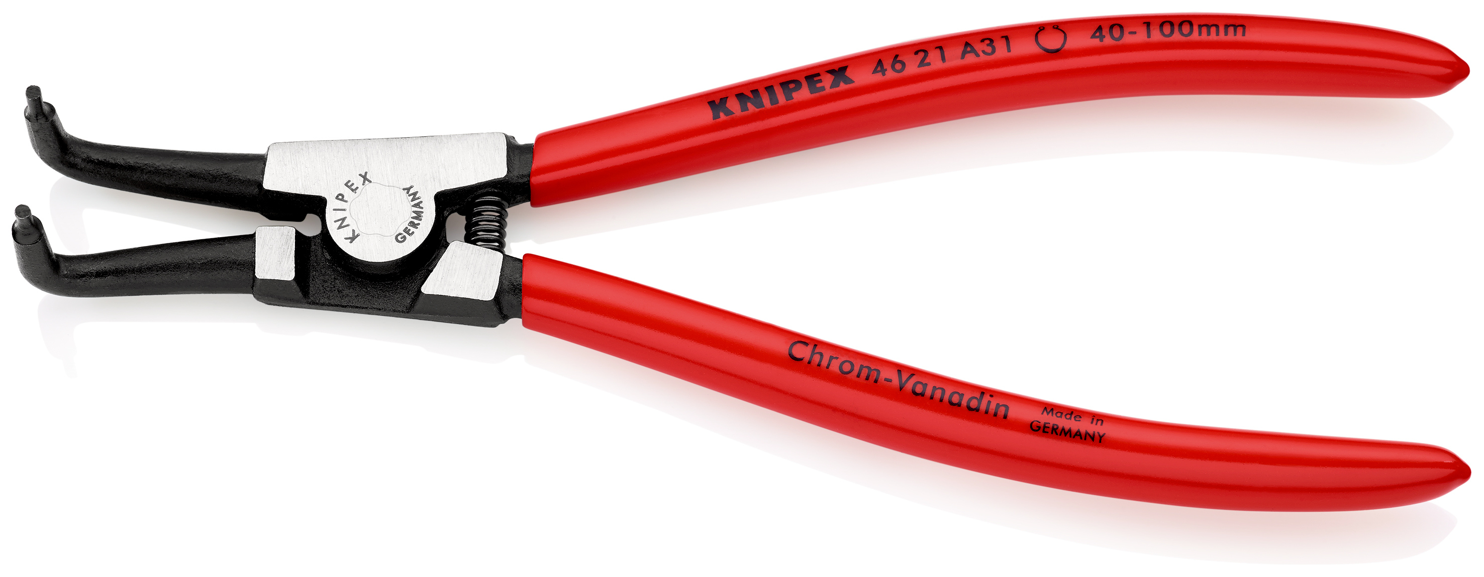 Pince pour circlips extérieurs coudée à 90° de 40 à 100mm - Gainage PVC KNIPEX - 4621A31SB