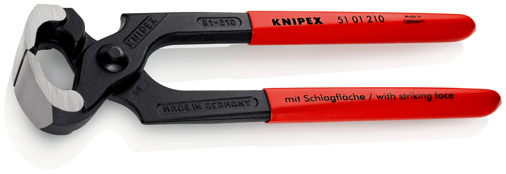 Tenaille marteau 210mm - Gainage PVC, tête polie - 60 HRC KNIPEX - 5101210