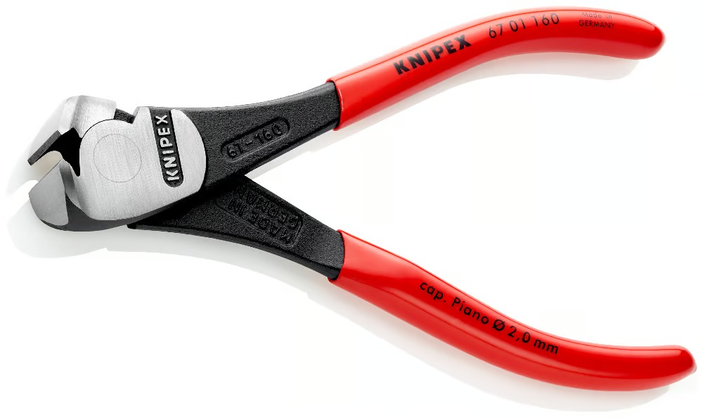 Pince coupante de devant à forte démultiplication 160mm - Gainage PVC - 64 HRC KNIPEX - 6701160