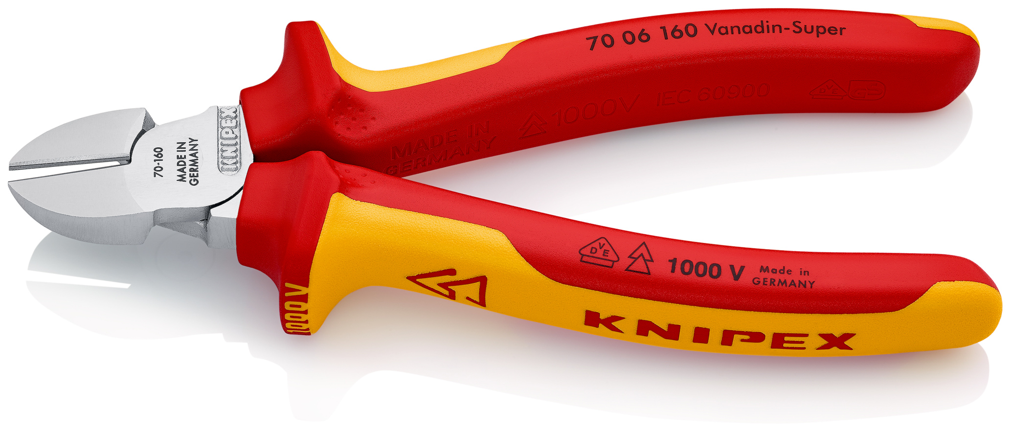Pince coupante de côté multiusage 160mm - Bi-matière - Chromée - 1000V - SC KNIPEX - 7006160SB