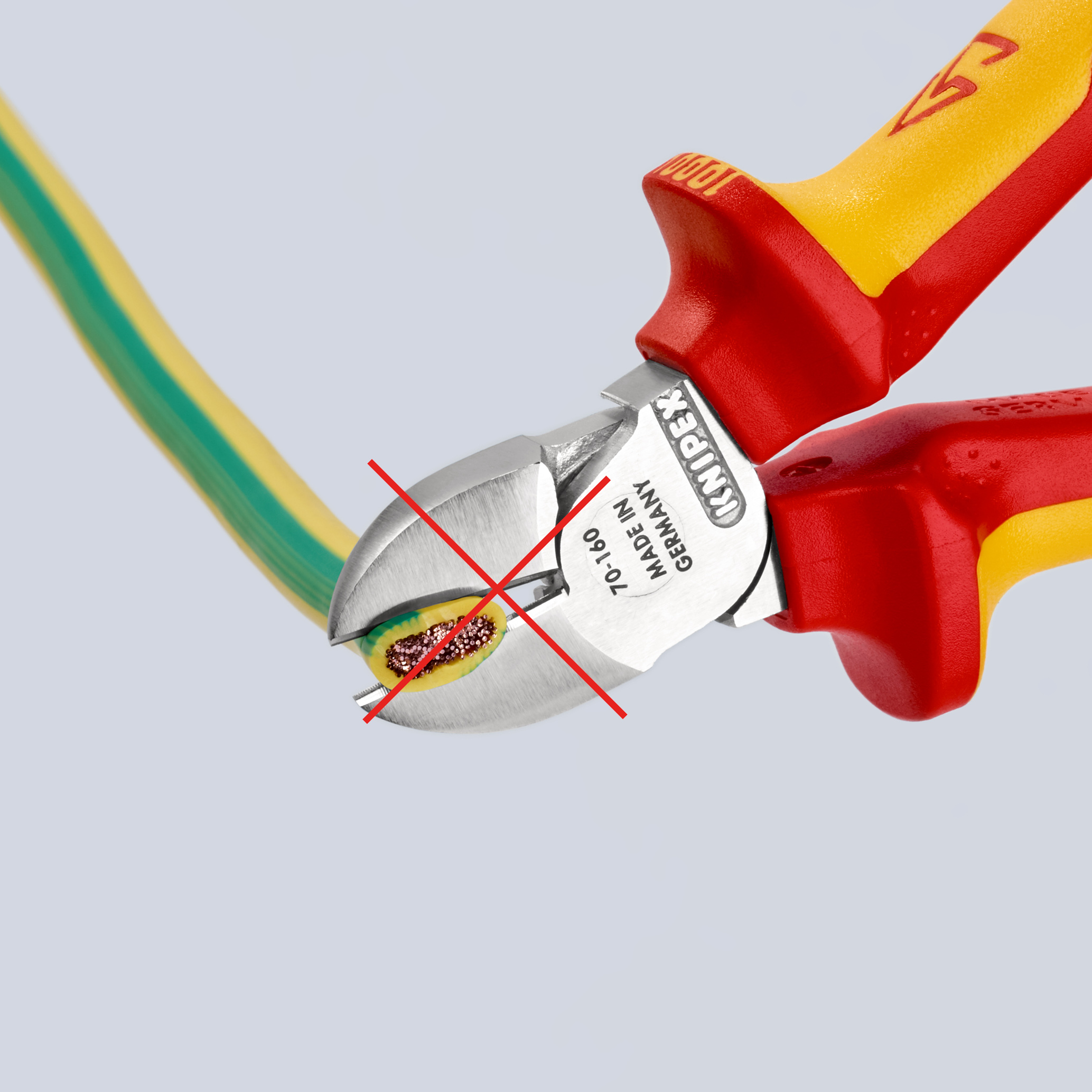 Pince coupante de côté 160mm chrome 1000v antichute KNIPEX - 70 06 160 T