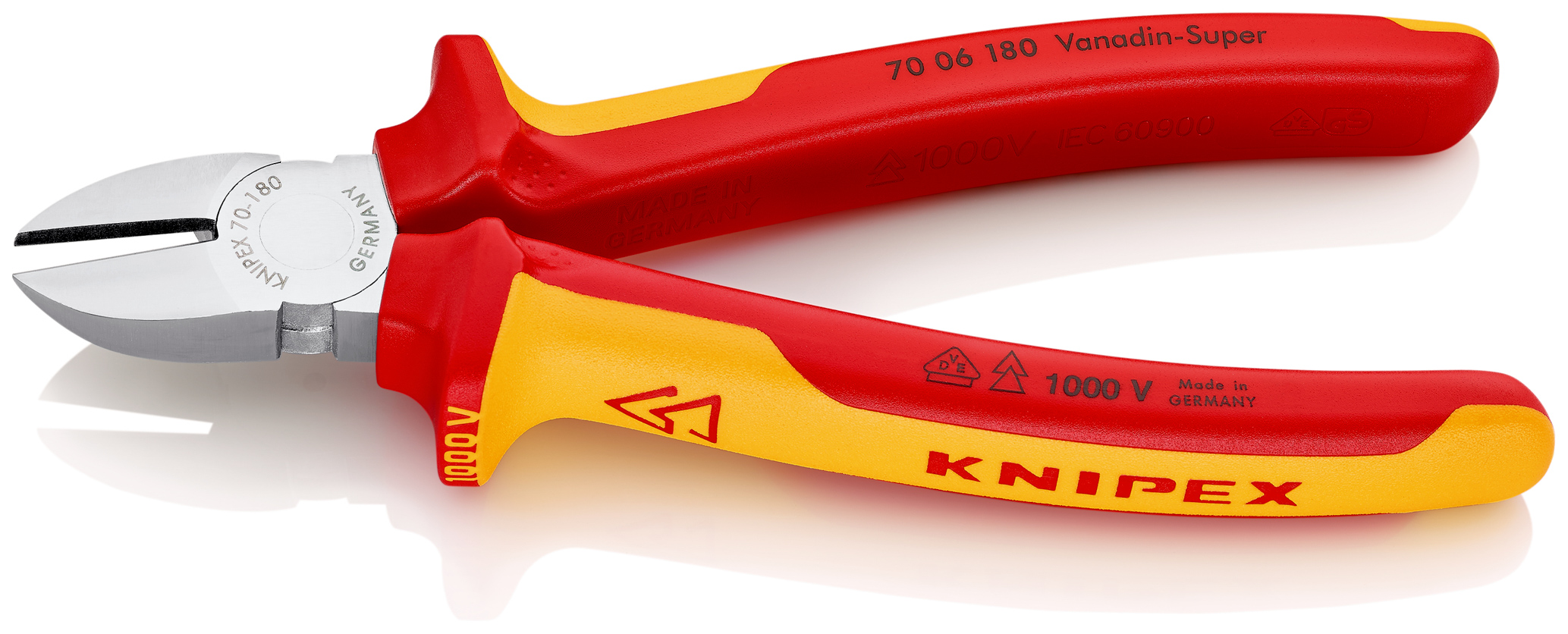 Pince coupante de côté multiusage 180mm Bi-matière - Chromée - 1000V KNIPEX - 7006180