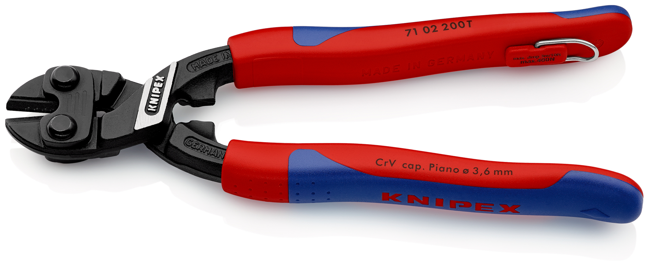 Pince coupe-boulon compact CoBolt 200mm - Bi-matière - Antichute - SC KNIPEX - 7102200TBK