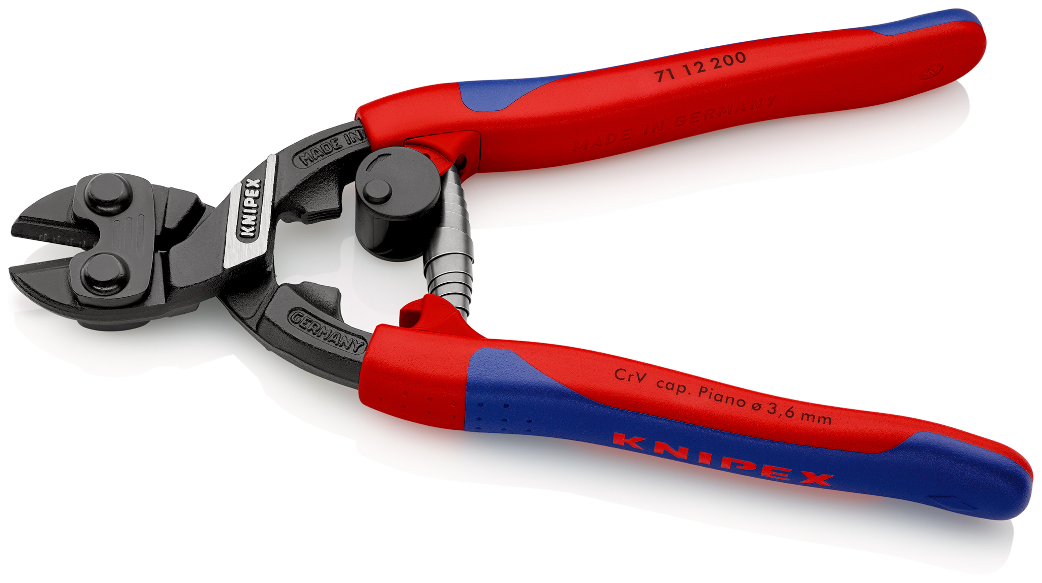Pince coupe-boulon compact CoBolt 200mm avec ressort - Bi-matière KNIPEX - 7112200