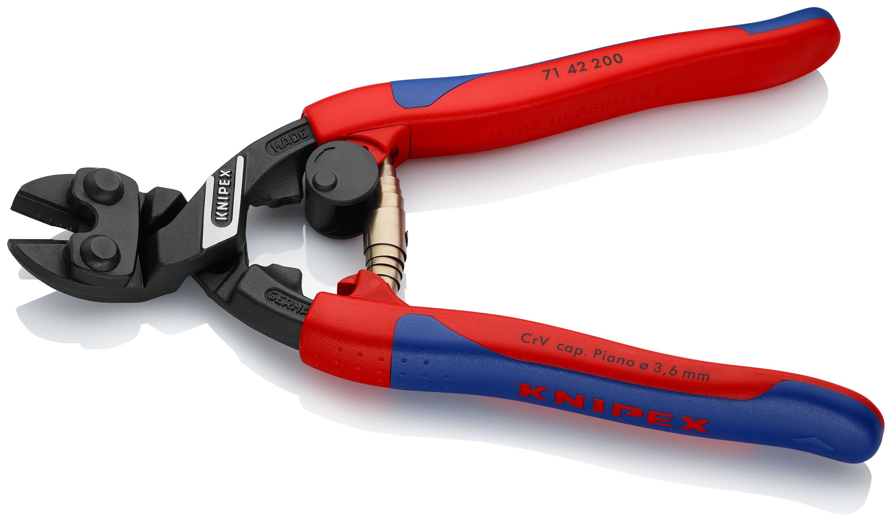 Coupe boulons compact Cobolt Evidé - Coudé - Gainage bi-matière - Avec ressort KNIPEX - 7142200