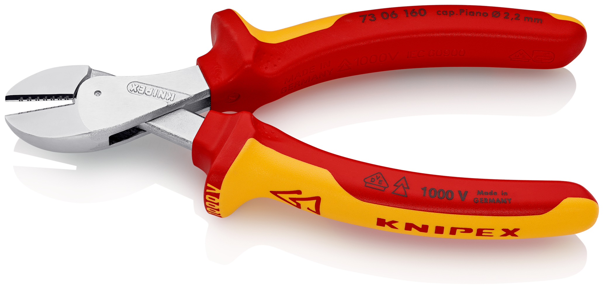 Pince cpte cote x-cut® 160mm chrom 1000v KNIPEX - 73 06 160 SB