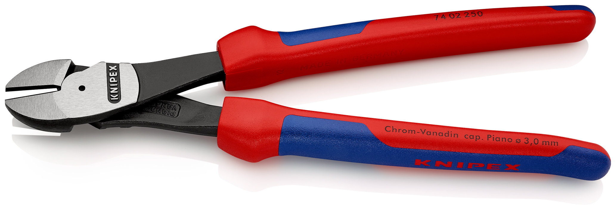 Pince coupante de côté forte démultiplication 250mm - Gainage Bi-matière - SC KNIPEX - 7402250SB