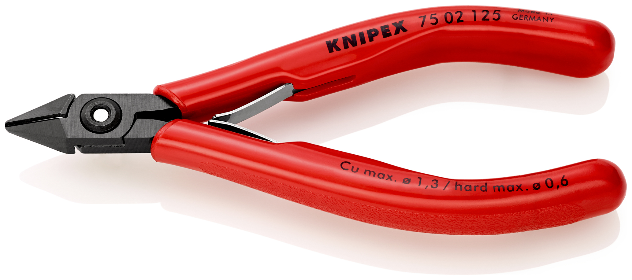 Pince coupante de côté pour l’électronique 125mm - Ressort - Gainage PVC KNIPEX - 7502125