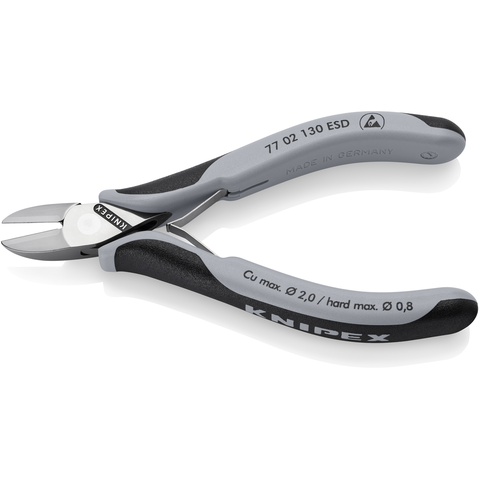 Pinces coupantes de côté pour l’électronique ESD avec gaines bi-matière 130 mm KNIPEX - 7702130ESD