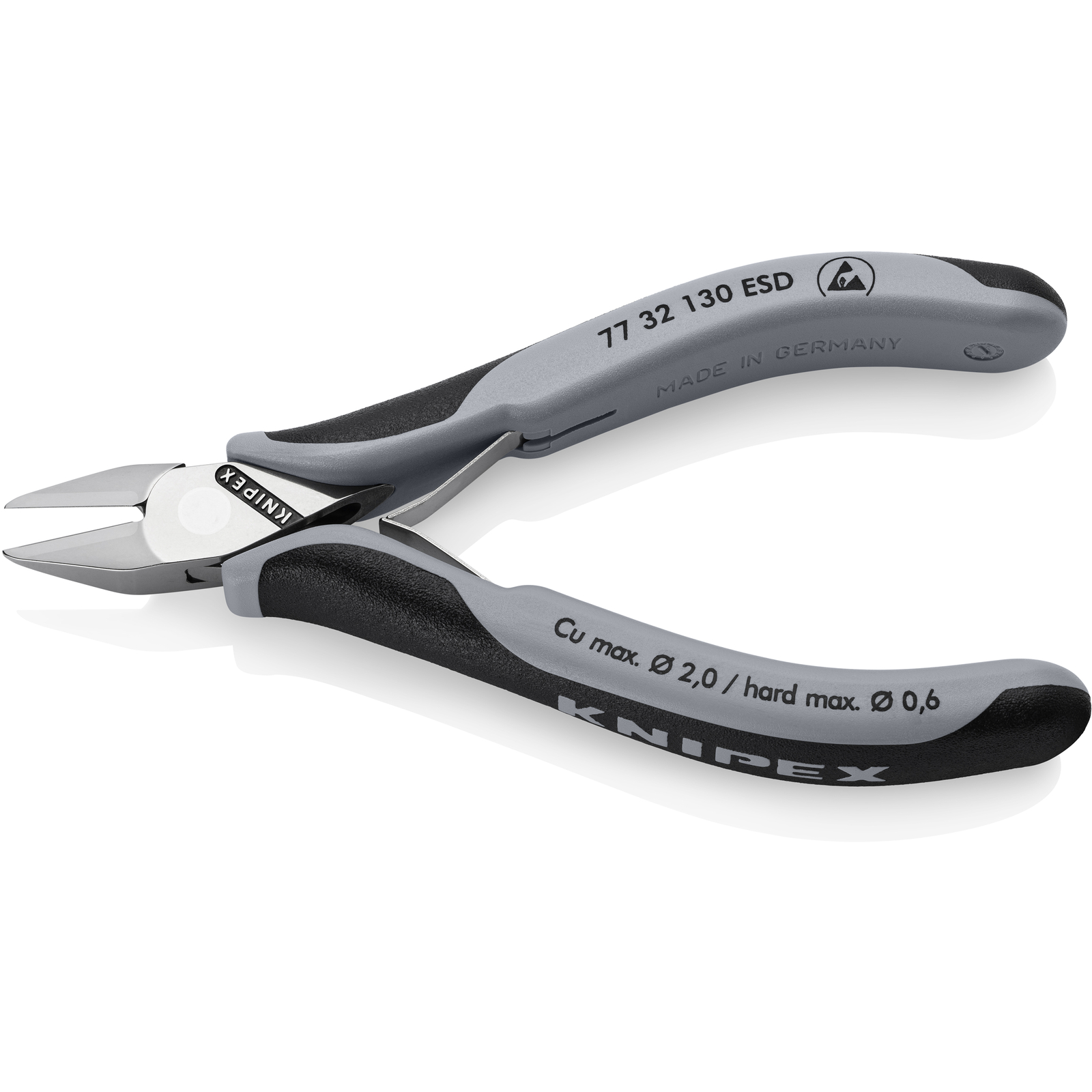 Pinces coupantes de côté pour l’électronique ESD avec gaines bi-matière 130 mm KNIPEX - 7732130ESD