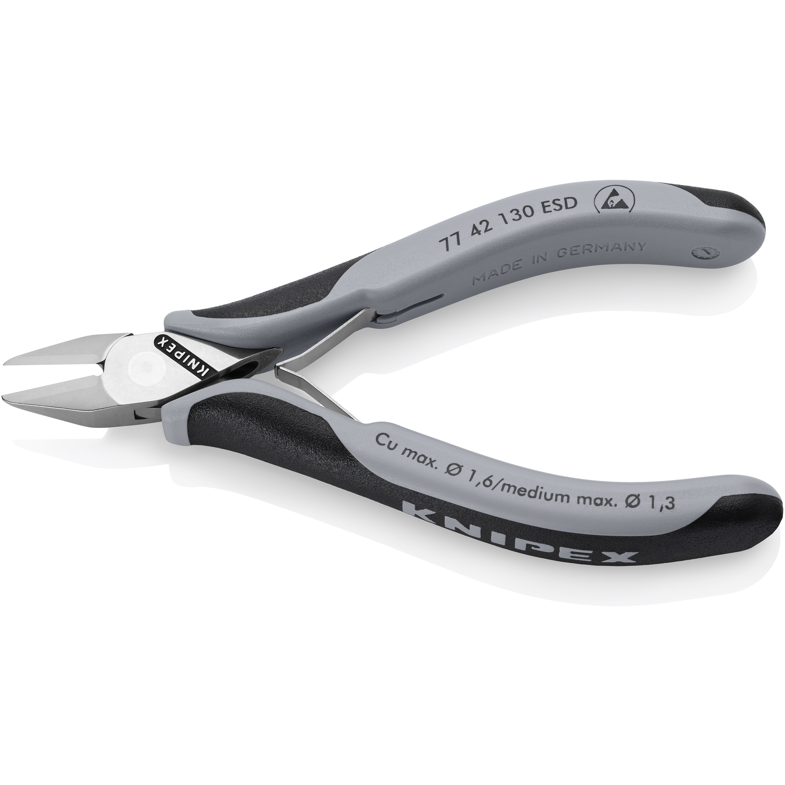Pinces coupantes de côté pour l’électronique ESD avec gaines bi-matière 130 mm KNIPEX - 7742130ESD