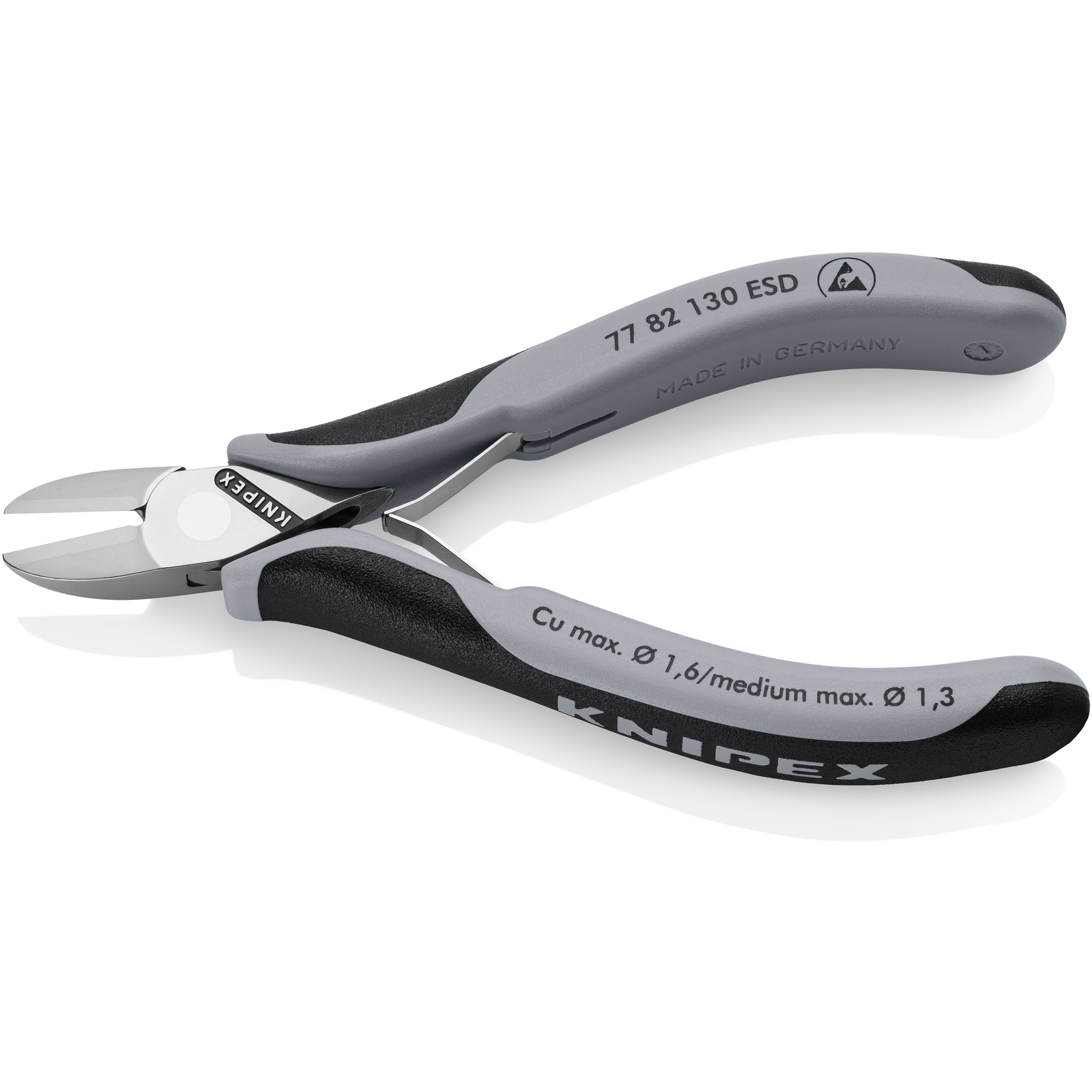 Pinces coupantes de côté pour l’électronique ESD avec gaines bi-matière 130 mm KNIPEX - 7782130ESD