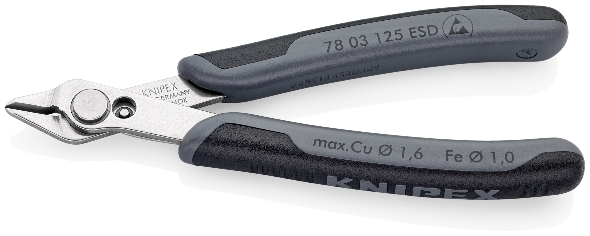 Pince coupante super knips® 125mm esd - Sur carte - KNIPEX - 78 03 125 ESDSB