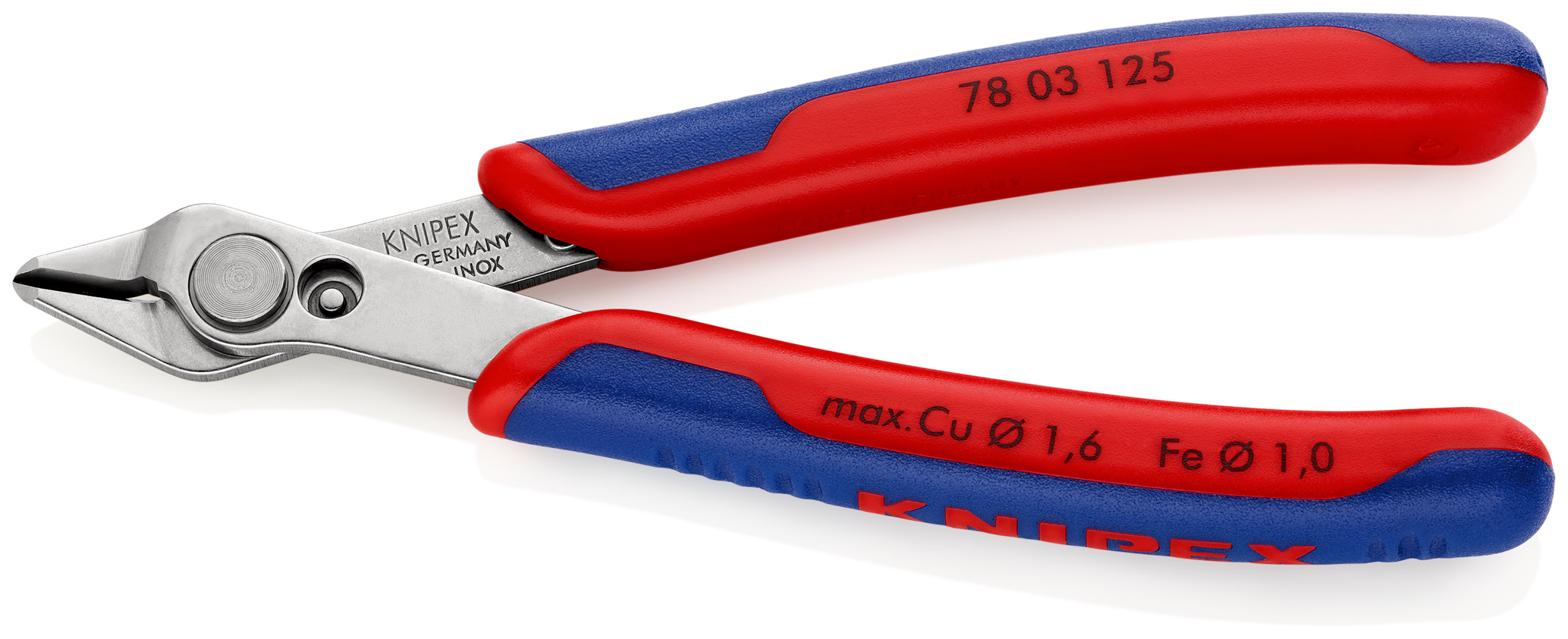 Pince coupante Super Knips 125mm Ressort - Bi-matière - Inox - SC KNIPEX - 7803125SB
