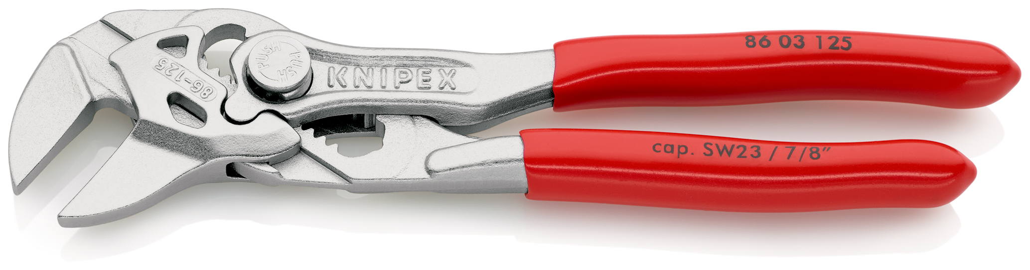 Pince cle 125mm chrome gaine pvc - Sur carte - KNIPEX - 86 03 125 SB