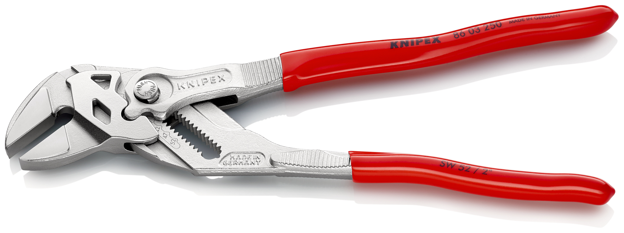 Pince cle 250mm chrome gaine pvc - Sur carte - KNIPEX - 86 03 250 SB