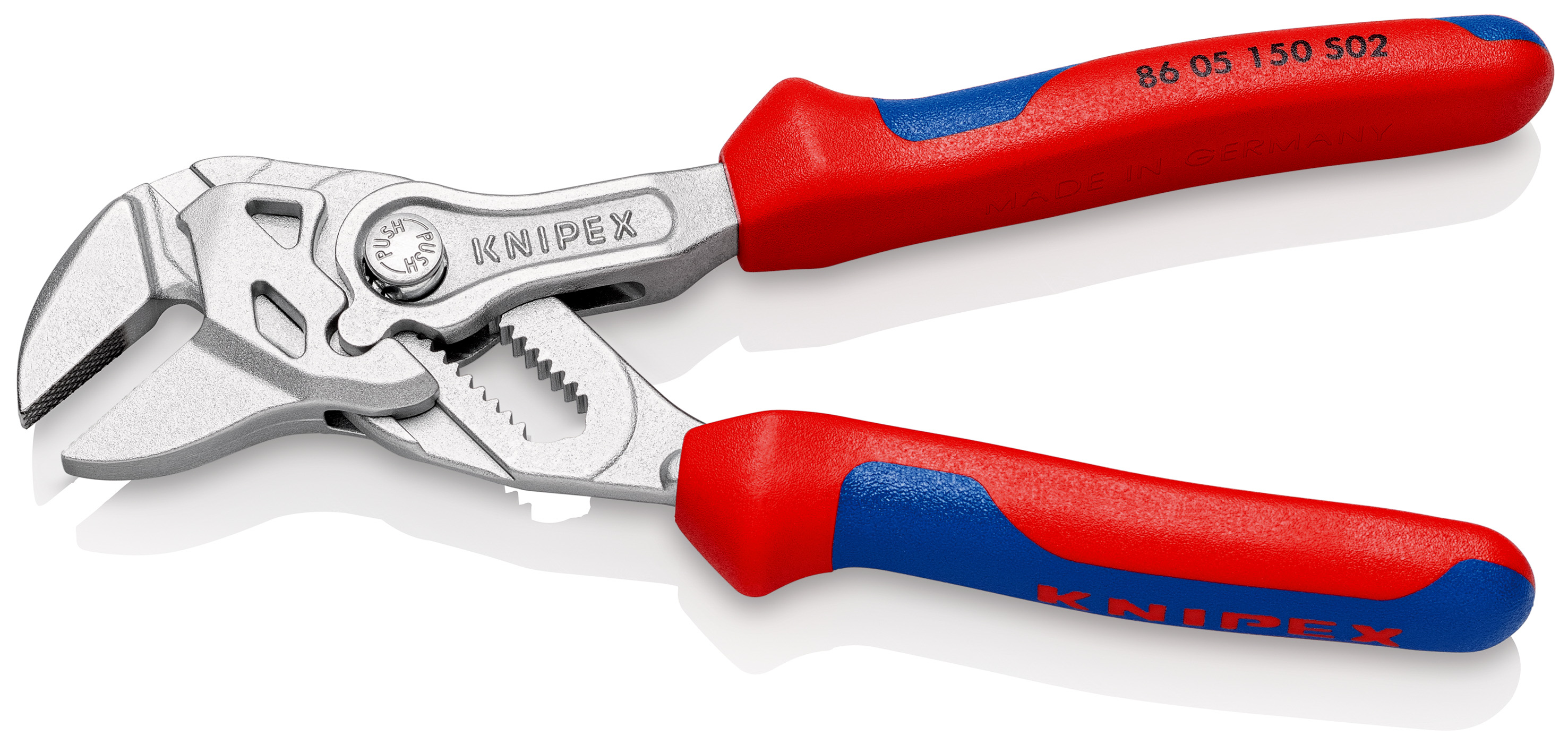 Pince-clé 150mm à mâchoires striées - Gainage bi-matière - Chromée - 27mm KNIPEX - 8605150S02