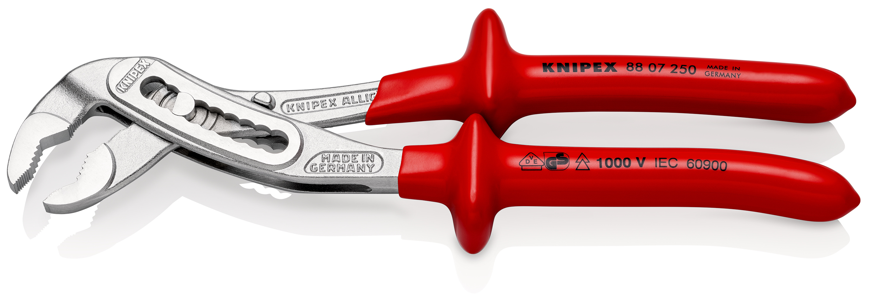 Pince multiprise Alligator® 250mm - Gainage surmoulé isolé 1000V - Chromée KNIPEX - 8807250