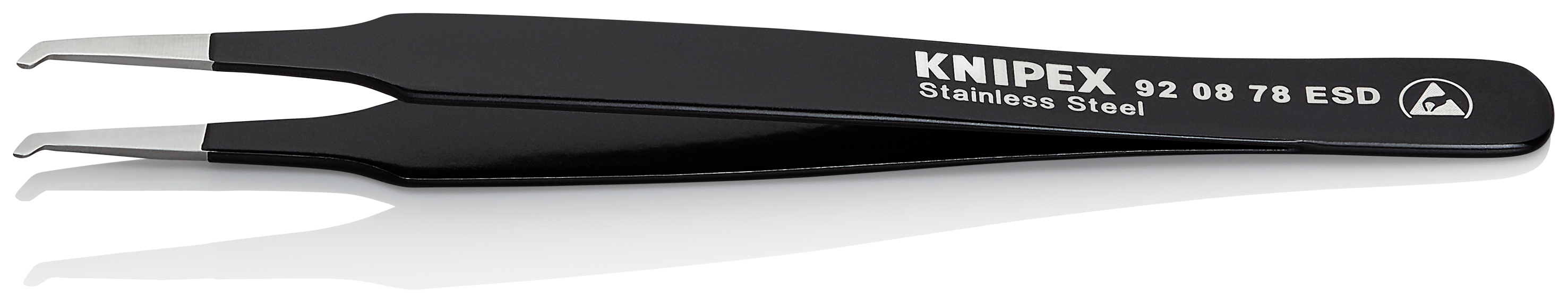 Brucelle de précision 120mm coudée 45° - ESD - Acier inoxydable antimagnétique KNIPEX - 920878ESD
