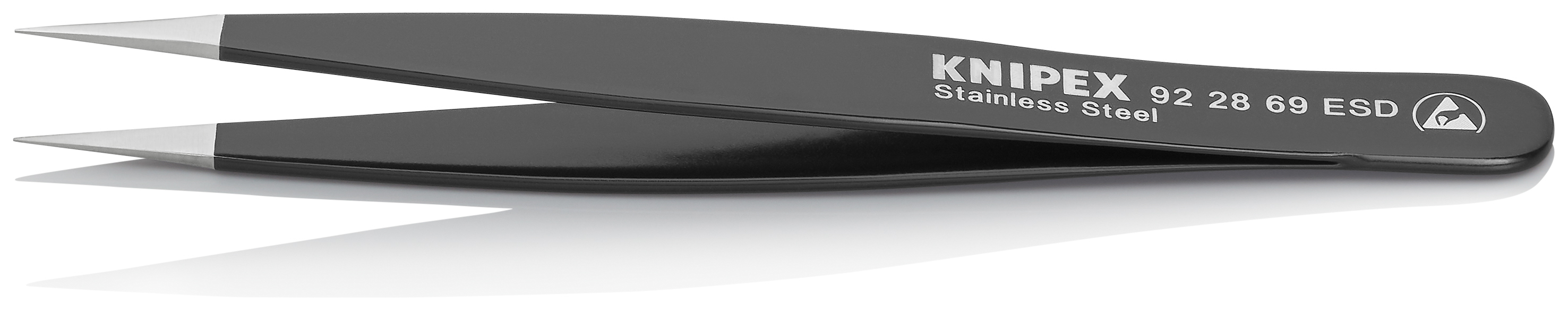 Brucelle de précision 130mm droite ESD Pointue - Acier inox antimagnétique KNIPEX - 922869ESD