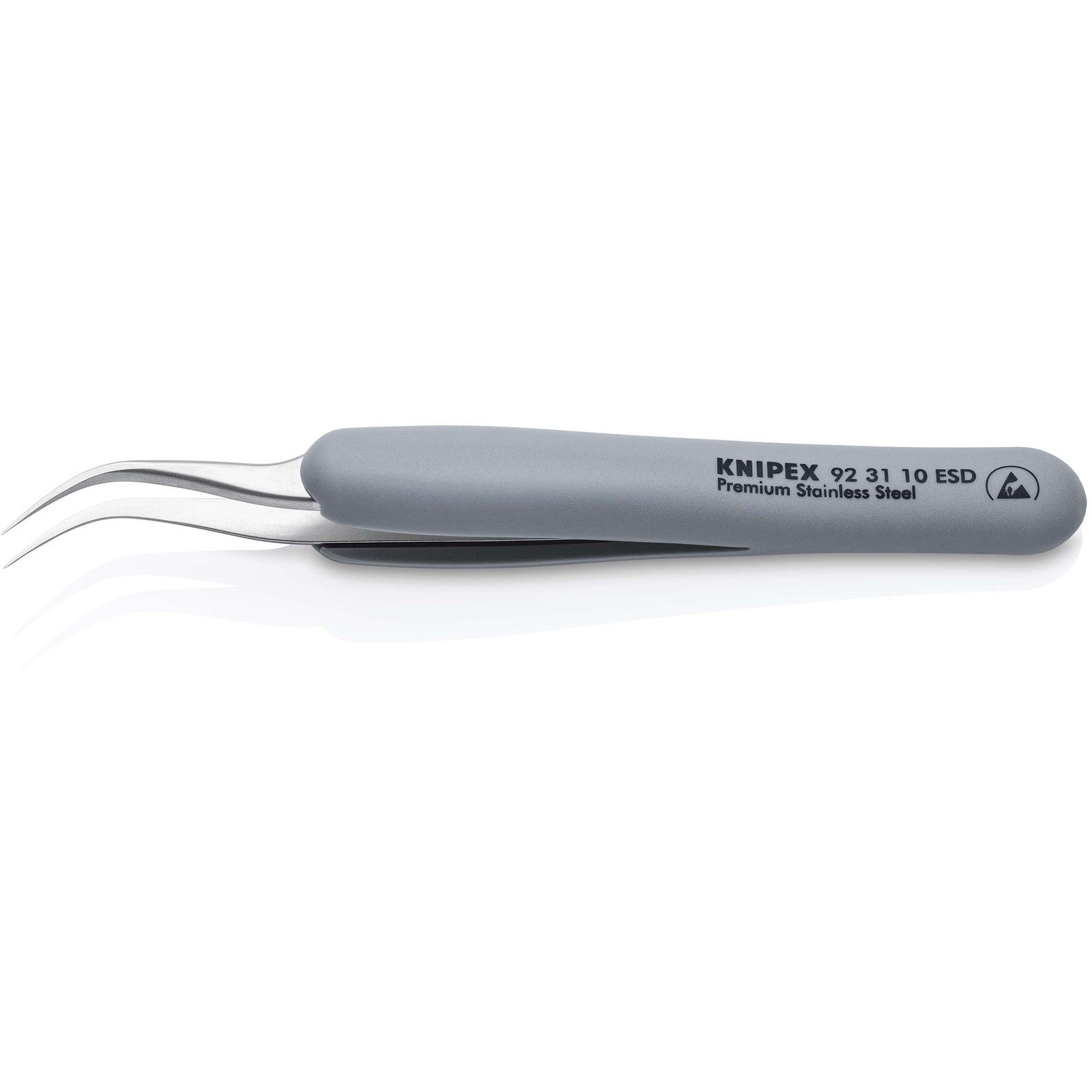 Brucelle de précision en Inox avec isolation plastique ESD - Pointes courbées KNIPEX - 923110ESD