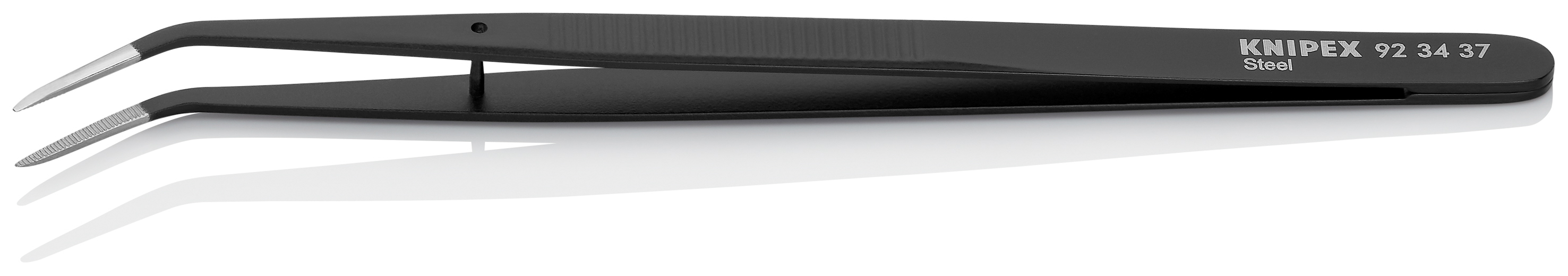 Brucelle de précision 155mm coudée 45° avec goujon - Pointue - Noire laquée KNIPEX - 923437