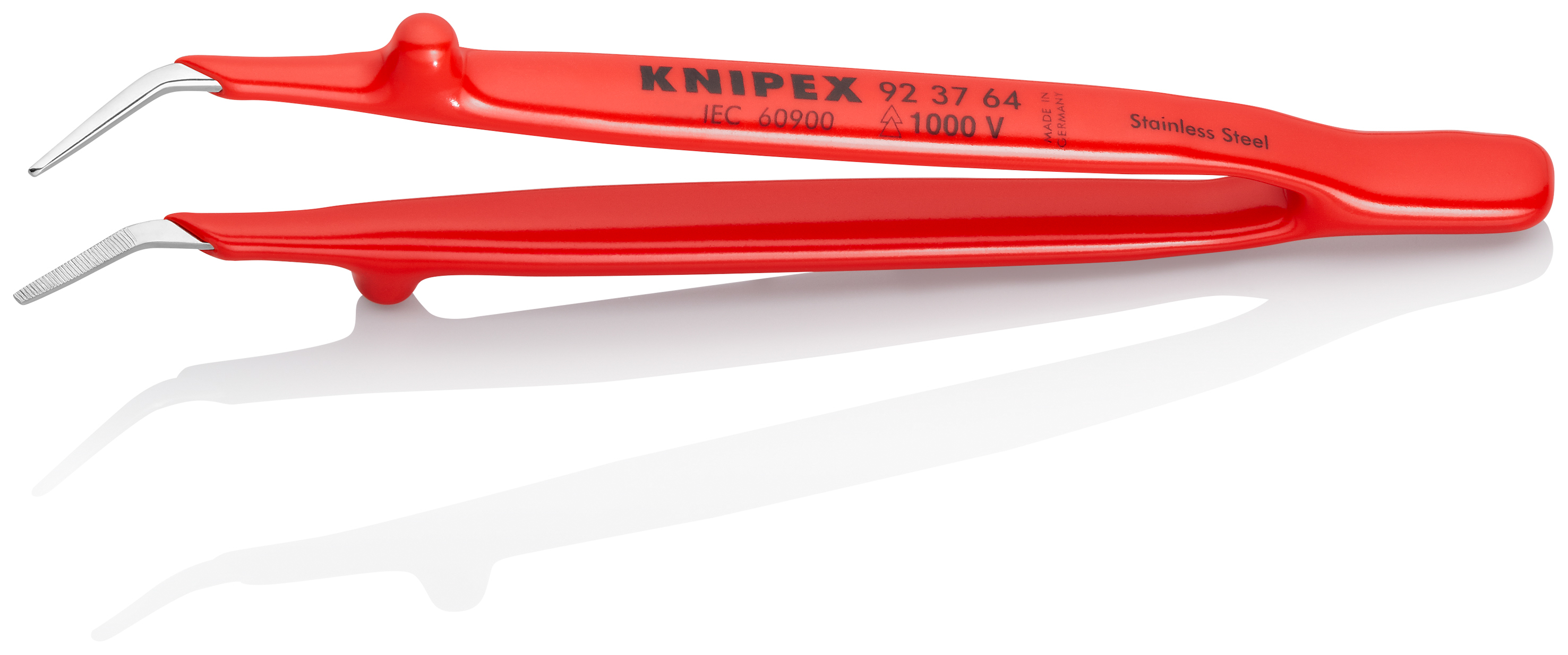 Brucelle de précision 150mm coudée 45° - Isolée 1000V - Pointue - Acier chromé KNIPEX - 923764