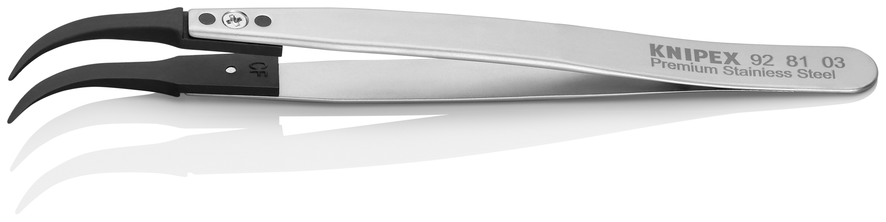 Pince brucelle inox à pointes remplaçables 130mm coudée à 60° KNIPEX - 928103