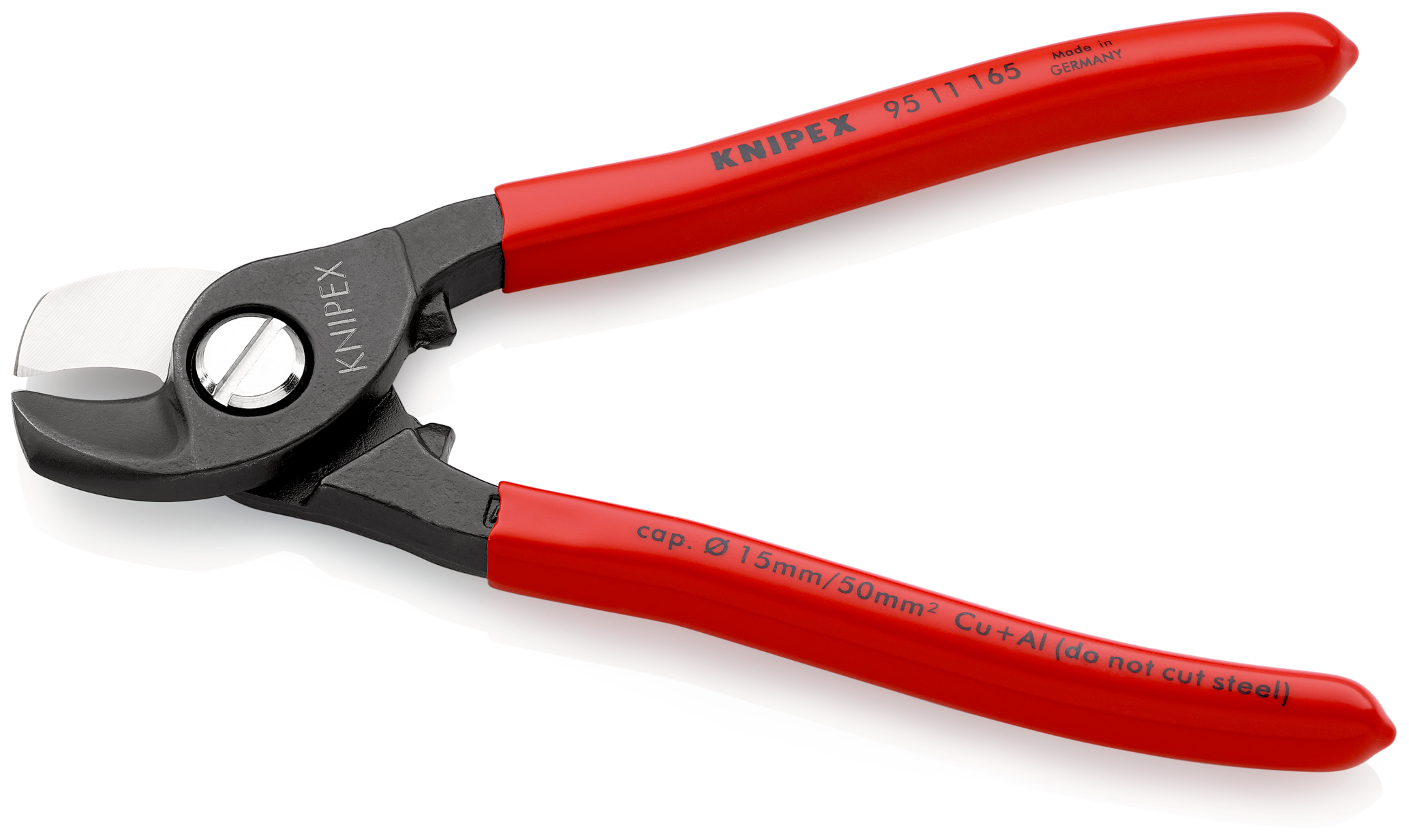 Coupe-câbles 165mm - D15mm / 50mm² Cu/Al - Gainage PVC KNIPEX - 9511165
