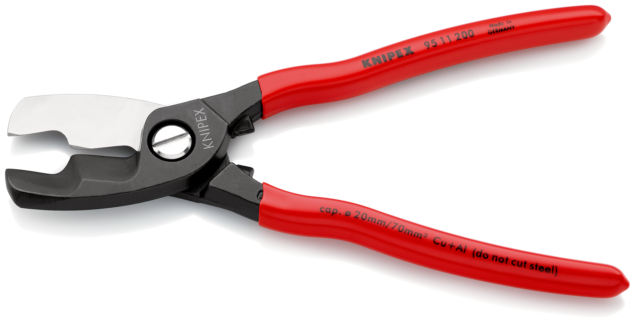 Coupe-câbles 200mm - D20mm / 70mm² Cu/Al - Gainage PVC KNIPEX - 9511200