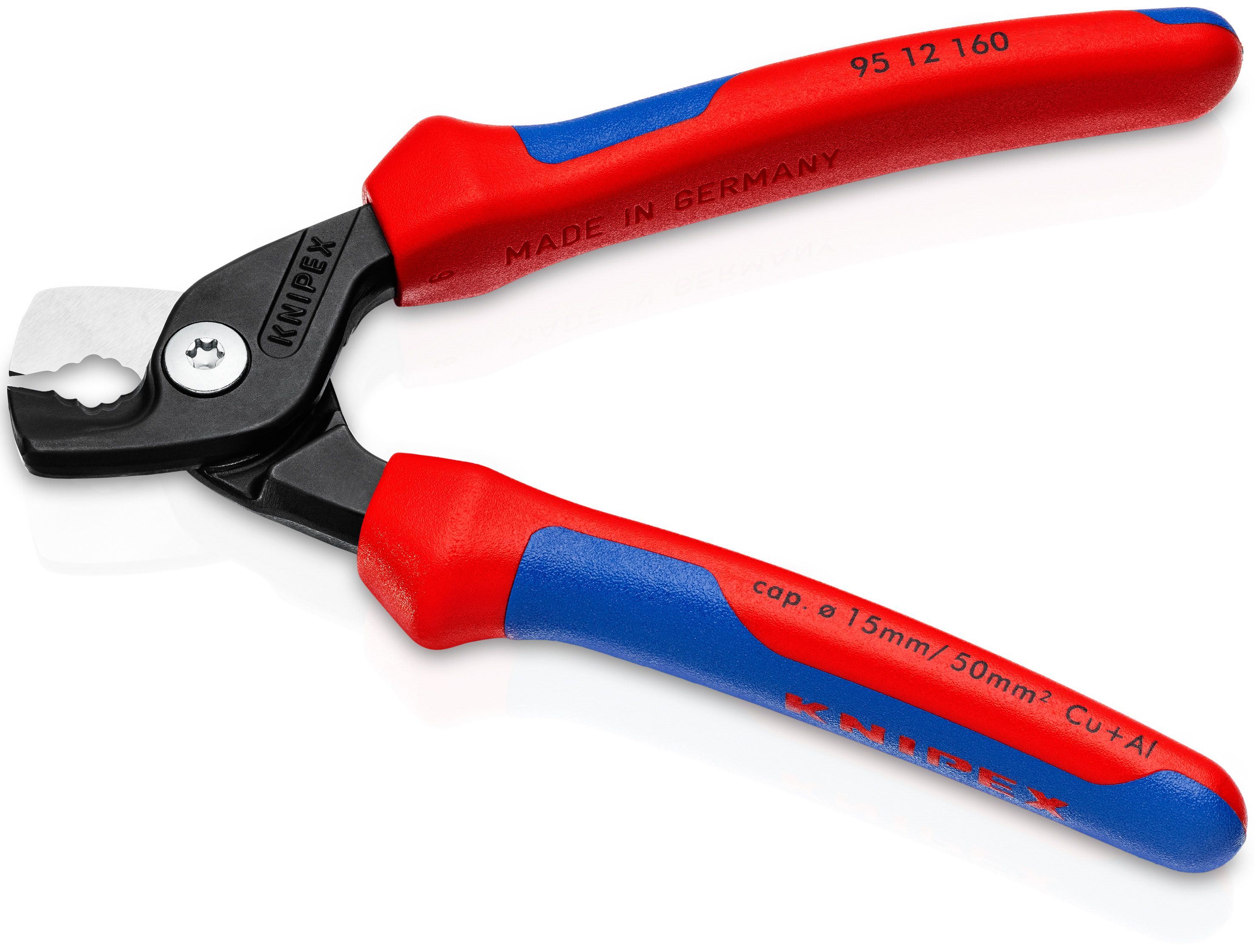 Coupe-câbles StepCut 160mm Ø15mm/50mm² - Sur carte - KNIPEX - 9512160SB