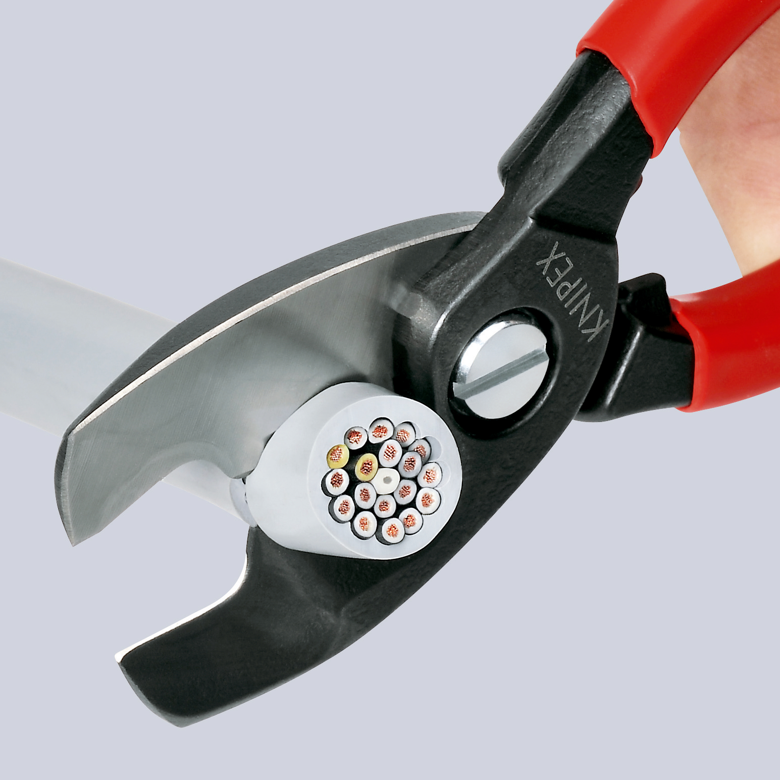 Coupe-câbles 200mm - D20mm/70mm² Cu/Al - Gainage tri-matière KNIPEX - 9512200SB