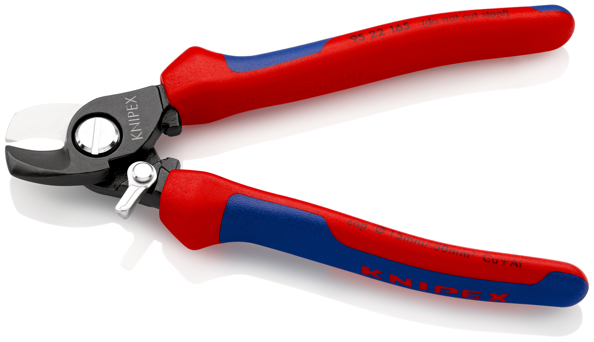 Coupe-câbles 165mm - D15mm/50mm² Cu/Al - Gainage tri-matière - Avec ressort KNIPEX - 9522165