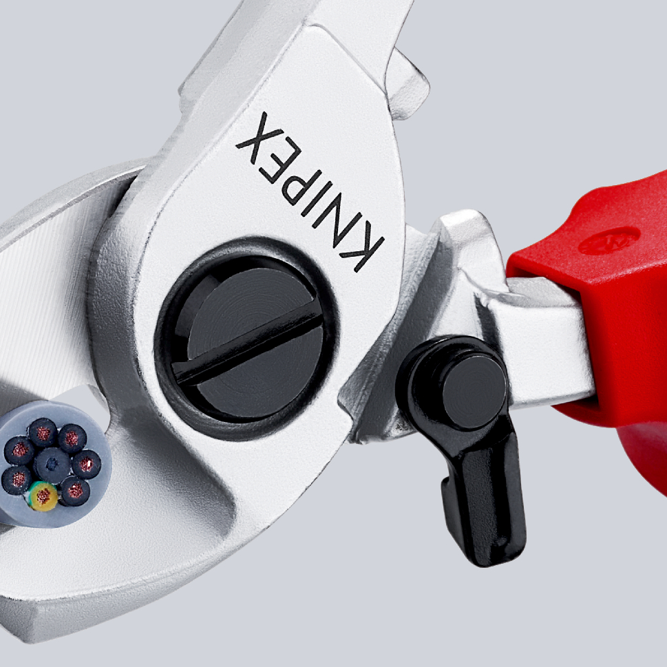 Coupe-câbles 165mm - D15mm/50mm² Cu/Al - Chromé - Isolé 1000V - Avec ressort KNIPEX - 9526165