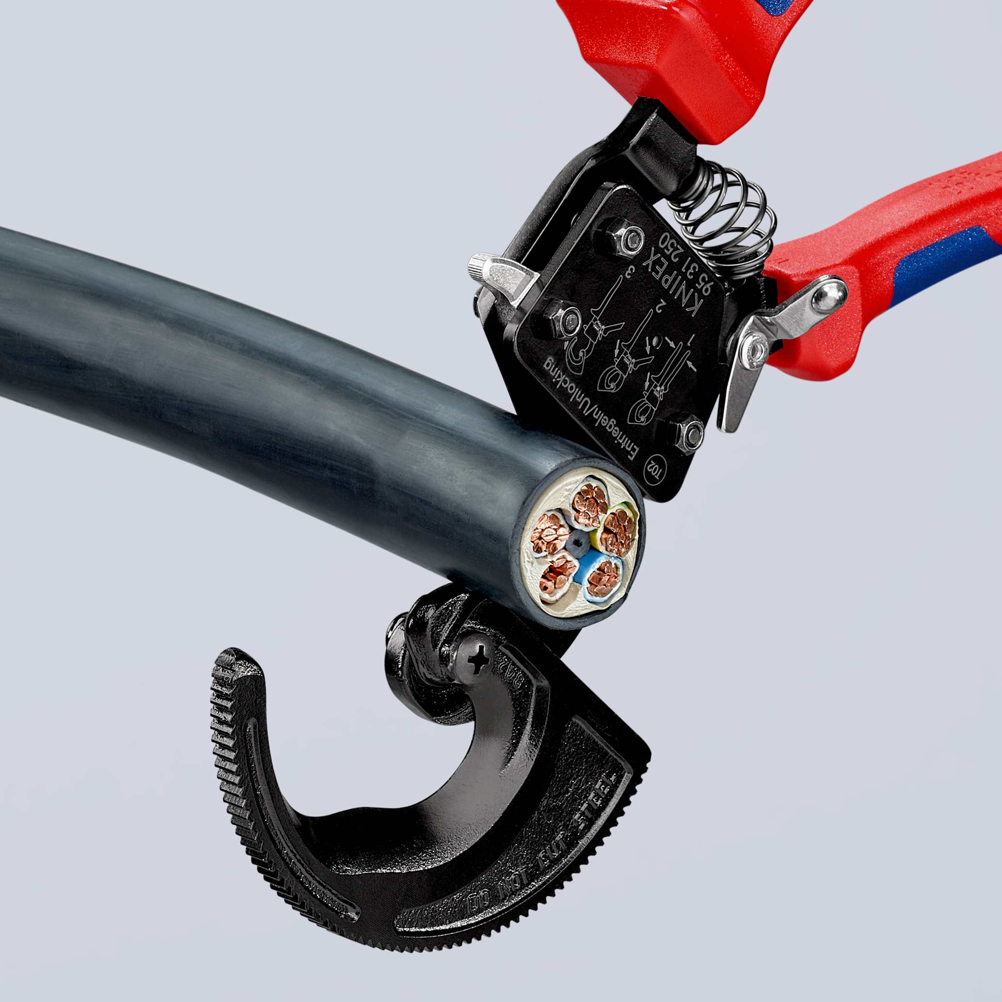 Coupe-câbles à cliquet 250mm - Cu/Al D32mm/240mm² - Gainage bi-matière KNIPEX - 9531250