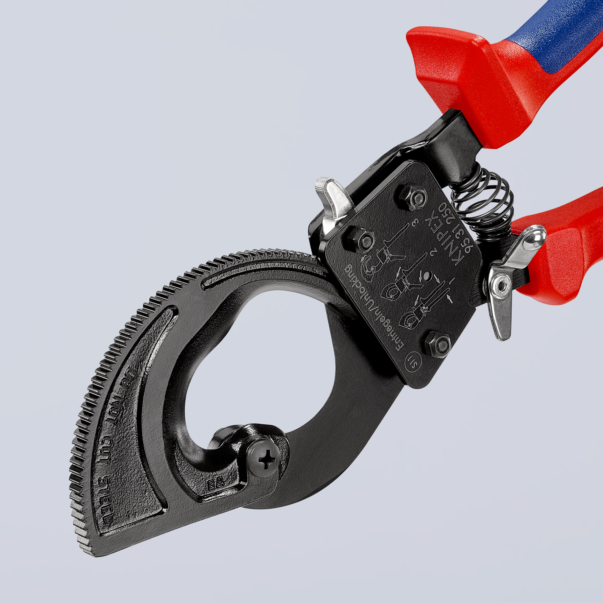 Coupe-câbles à cliquet 250mm - Cu/Al D32mm/240mm² - Gainage bi-matière KNIPEX - 9531250