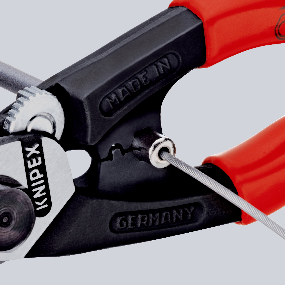 Coupe-câbles acier 190mm - D2,5-4-5-7mm - Gainage bi-matière - illet antichute KNIPEX - 9562190TBK