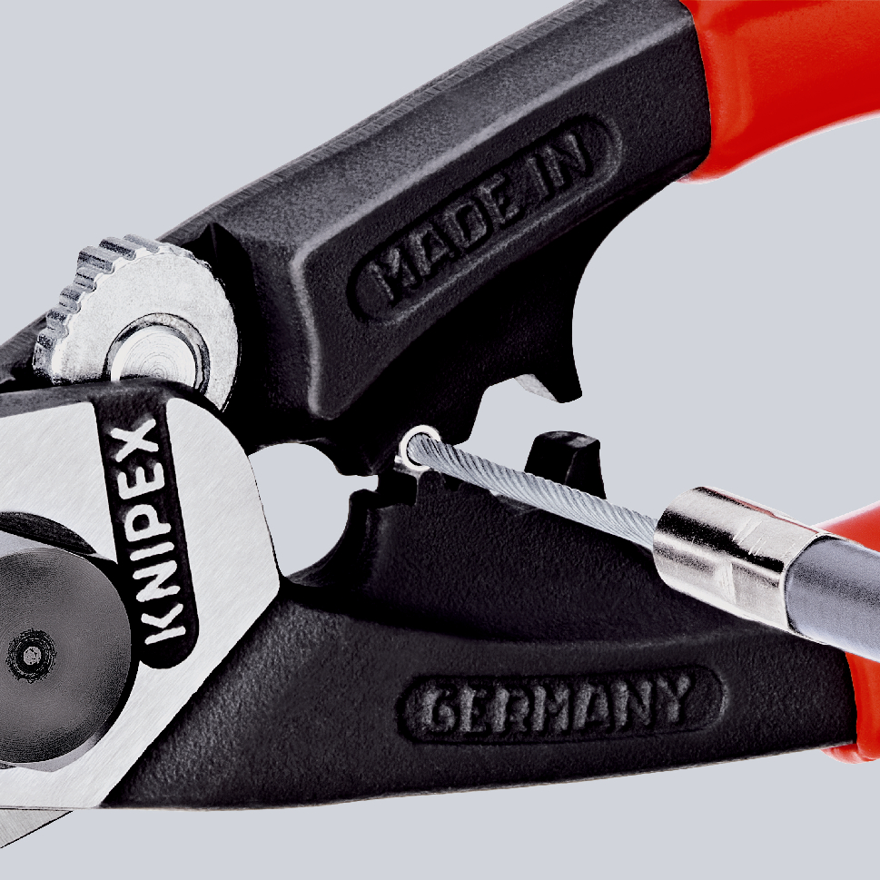 Coupe-câbles acier 190mm - D2,5-4-5-7mm - Gainage bi-matière - illet antichute KNIPEX - 9562190T
