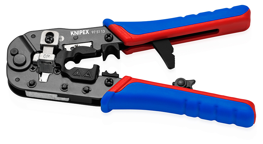 Pince à sertir les fiches RJ45 blindées et non blindées (8 Pôles) KNIPEX - 975113