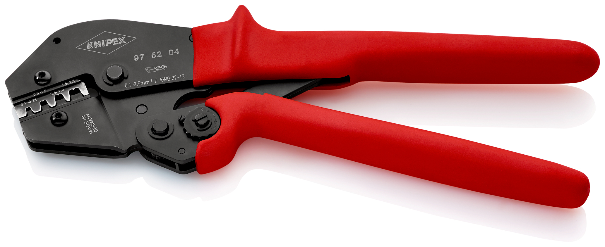 Pince à sertir - Gainage PVC - Pour cosses à fût ouvert 0,1-2,5mm² KNIPEX - 975204